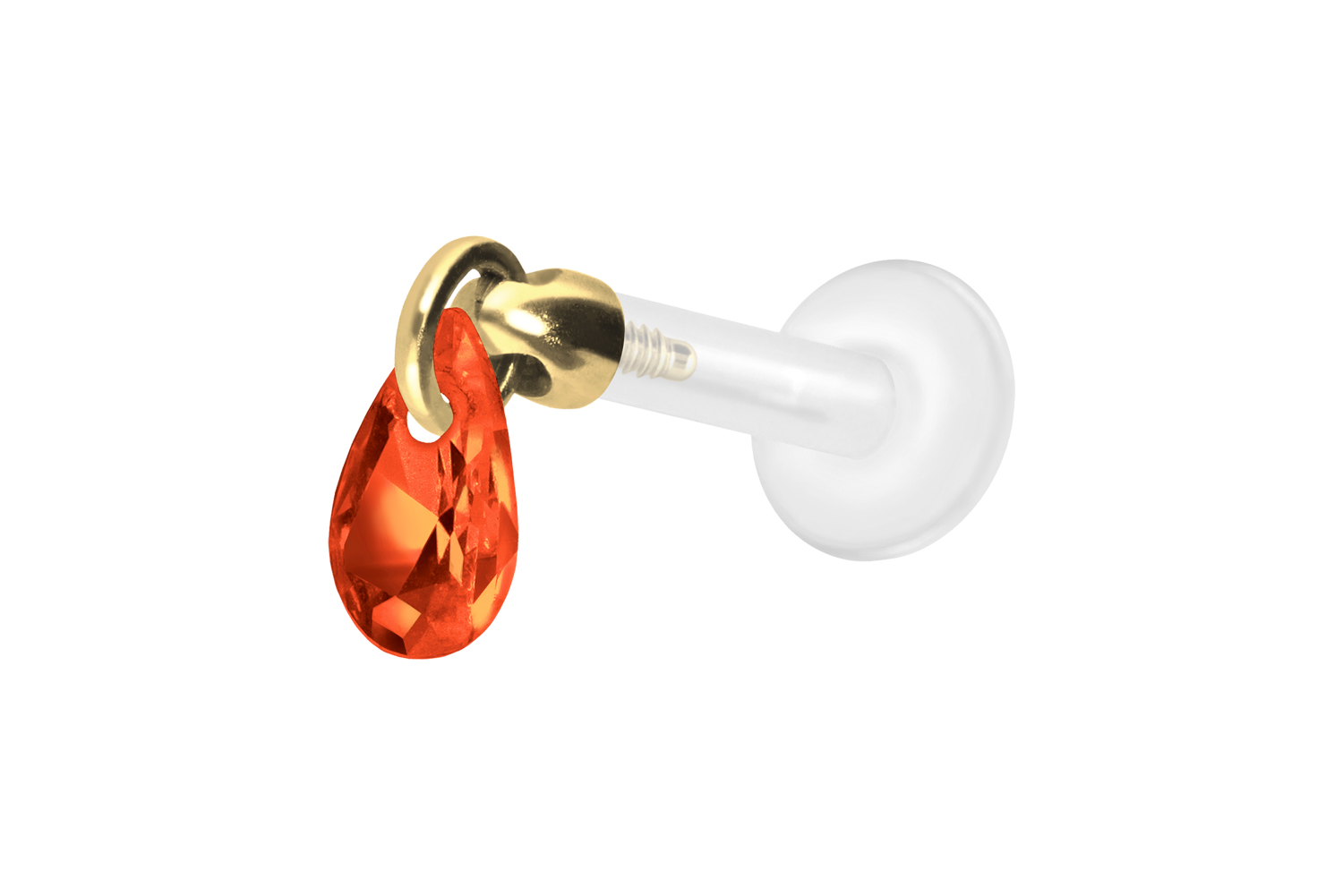 PTFE Labret Piercing mit Innengewinde + Titan-Aufsatz KRISTALLTROPFEN
